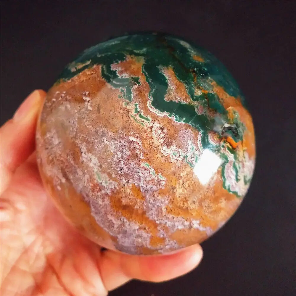 Natural Marine jasper agate stone ball Quartz Crystal Sphere Mineral Healing