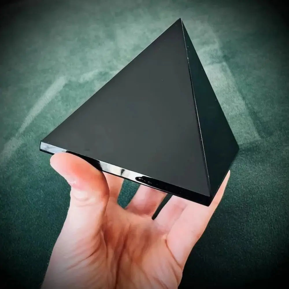 Natural Obsidian Pyramid Reiki Energy Stone Mineral Crystal Dots Triangle Pyramid Ornaments Tabletop Decoration Living Room