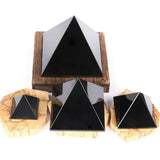 Natural Obsidian Pyramid Reiki Energy Stone Mineral Crystal Dots Triangle Pyramid Ornaments Tabletop Decoration Living Room