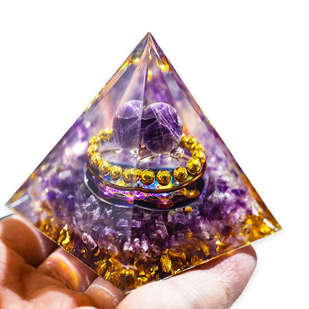 Natural ore resin pyramid Crystal Reiki Healing Feng Shui Divination table piece crystal stone tower decorative gift