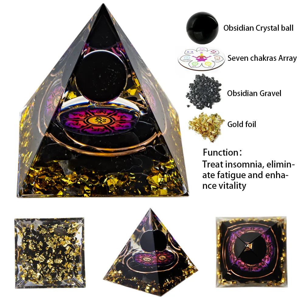 Natural ore resin pyramid Crystal Reiki Healing Feng Shui Divination table piece crystal stone tower decorative gift