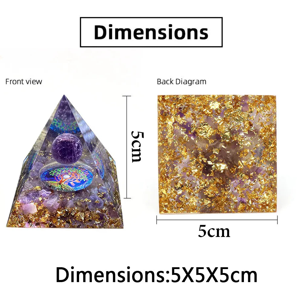 Natural ore resin pyramid Crystal Reiki Healing Feng Shui Divination table piece crystal stone tower decorative gift