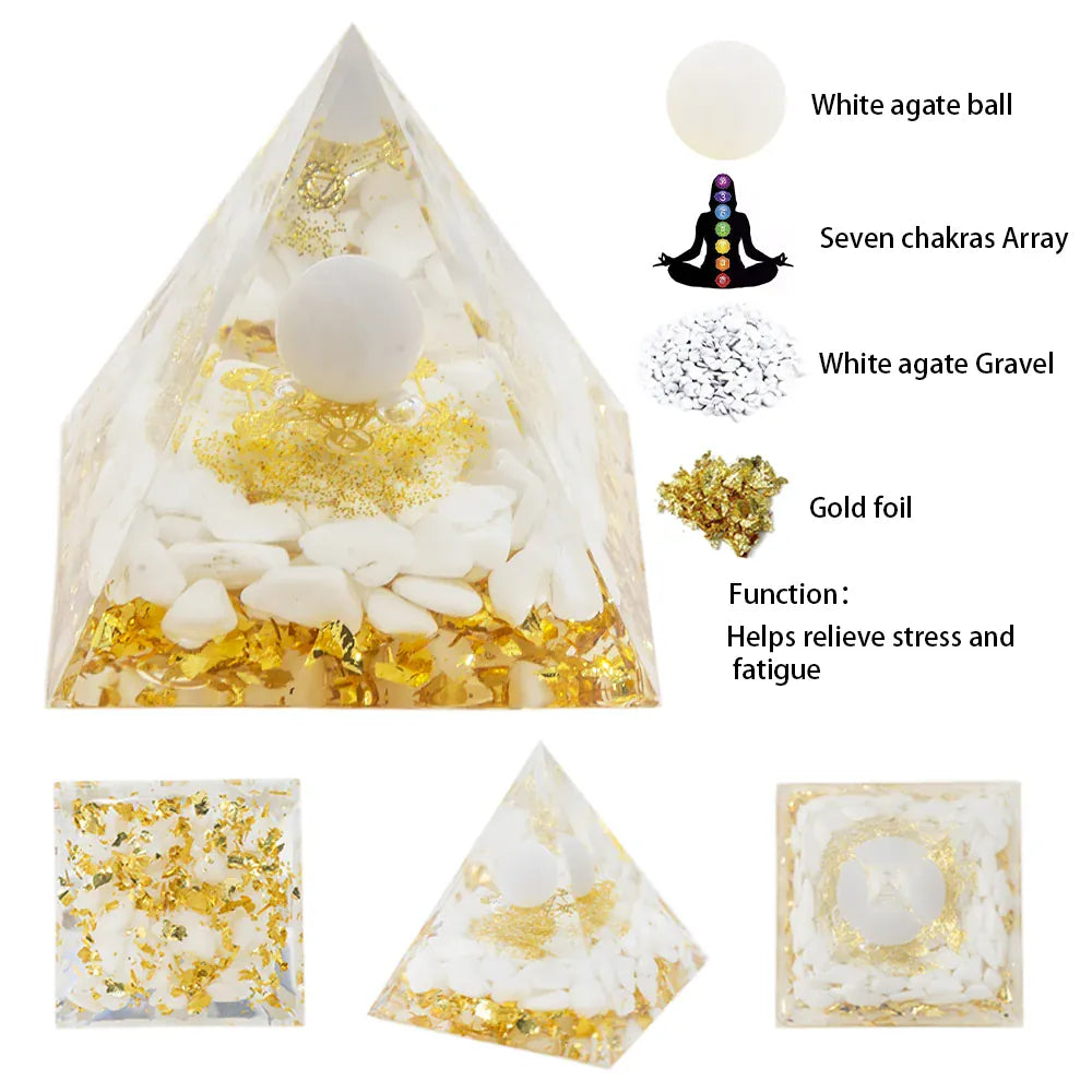 Natural ore resin pyramid Crystal Reiki Healing Feng Shui Divination table piece crystal stone tower decorative gift