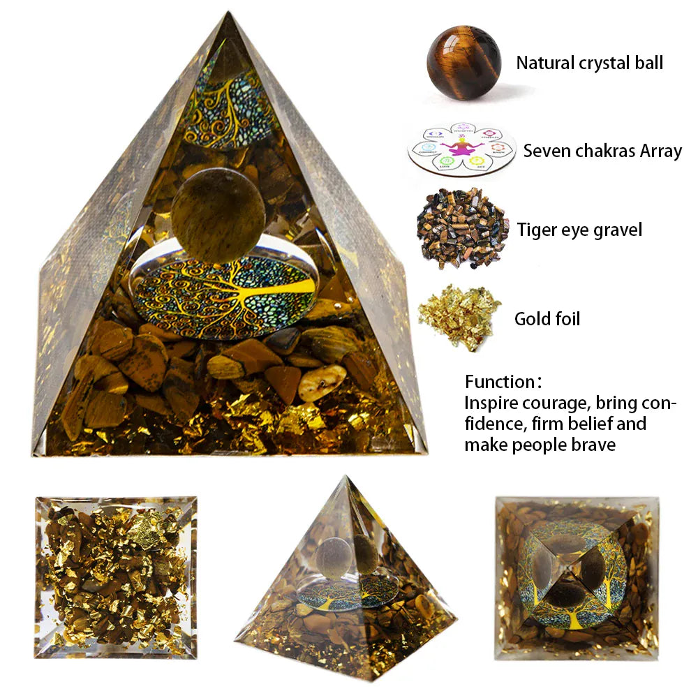 Natural ore resin pyramid Crystal Reiki Healing Feng Shui Divination table piece crystal stone tower decorative gift