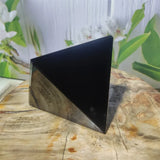 Natural Original Stone Polishing Black Obsidian Pyramid Triangled Crystal Reiki Energy Mineral Specimen Home Decoration