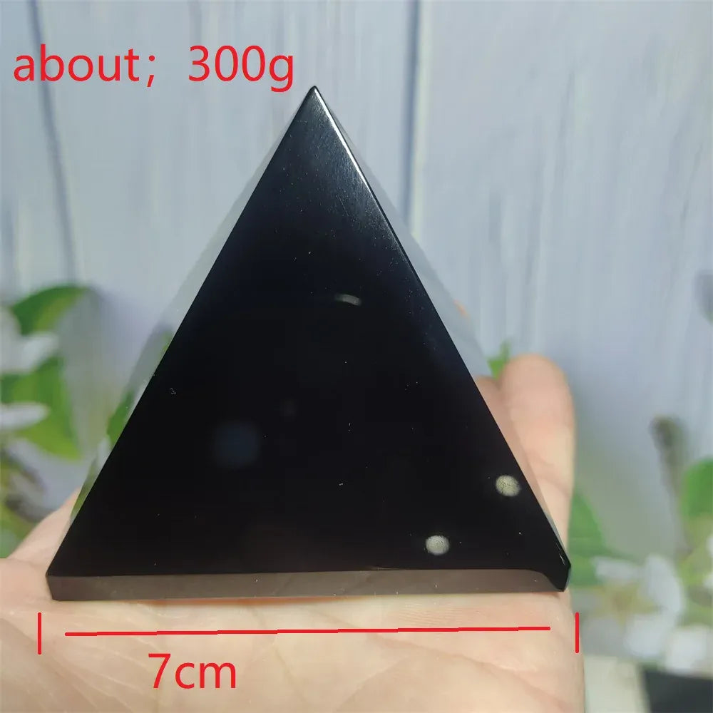 Natural Original Stone Polishing Black Obsidian Pyramid Triangled Crystal Reiki Energy Mineral Specimen Home Decoration