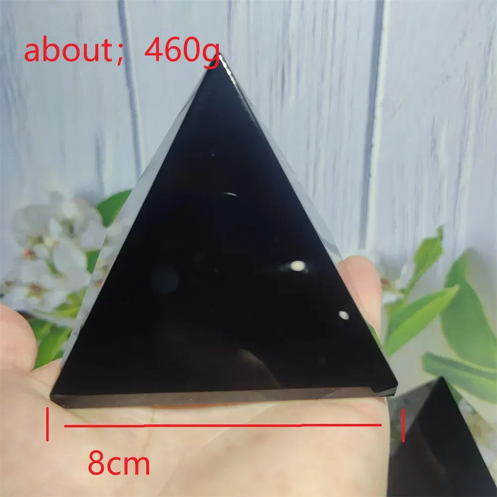Natural Original Stone Polishing Black Obsidian Pyramid Triangled Crystal Reiki Energy Mineral Specimen Home Decoration