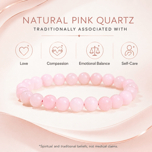 Natural Pink Quartz Stone Bracelet, Gemstone Stretch Bead Bracelet for Women and Men