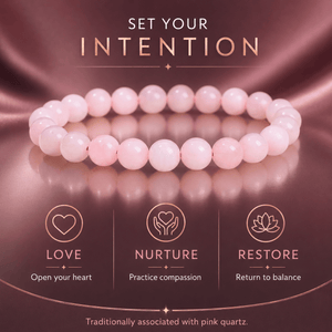 Natural Pink Quartz Stone Bracelet, Gemstone Stretch Bead Bracelet for Women and Men