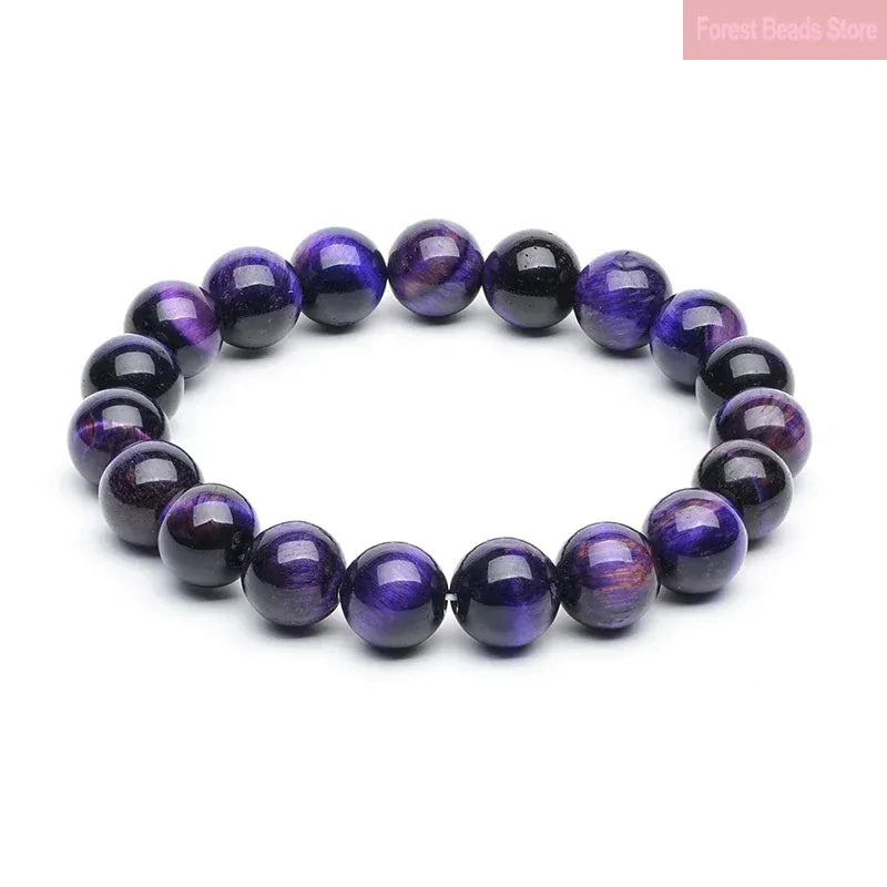 Natural Purple Tiger Eye Bracelets Stone Beads Bangle Gift for Lover Charm Accessories Pulseras Girls Gift Handmade Fine Jewelry