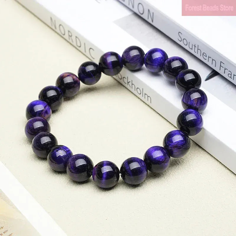 Natural Purple Tiger Eye Bracelets Stone Beads Bangle Gift for Lover Charm Accessories Pulseras Girls Gift Handmade Fine Jewelry