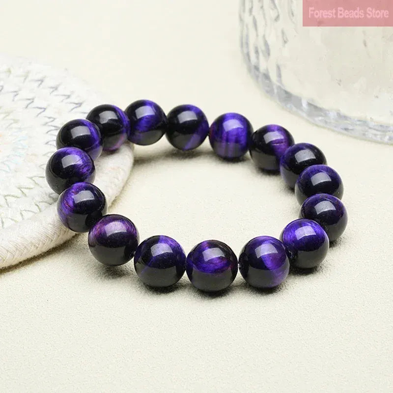 Natural Purple Tiger Eye Bracelets Stone Beads Bangle Gift for Lover Charm Accessories Pulseras Girls Gift Handmade Fine Jewelry