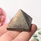Natural Pyrite Gemstone Pyramid Wealth and Protection Crystal Premium Decorative Stone Home Decor Gift Desktop Decoration