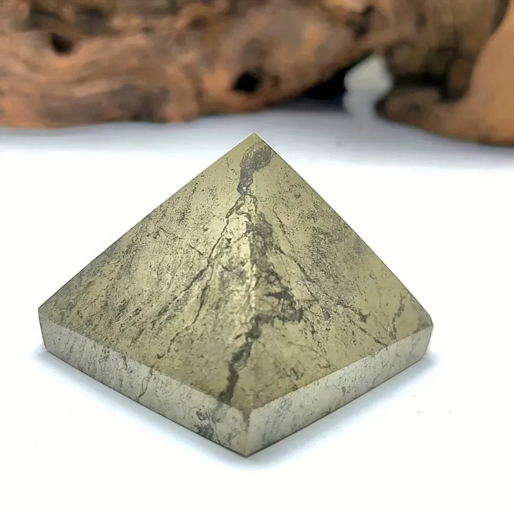 Natural Pyrite Gemstone Pyramid Wealth and Protection Crystal Premium Decorative Stone Home Decor Gift Desktop Decoration