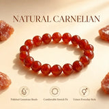 Natural Red Carnelian Stone Bracelet Gemstone Stretch Bead Bracelet for Women and Men