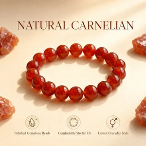 Natural Red Carnelian Stone Bracelet Gemstone Stretch Bead Bracelet for Women and Men