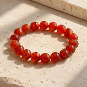 Natural Red Carnelian Stone Bracelet Gemstone Stretch Bead Bracelet for Women and Men