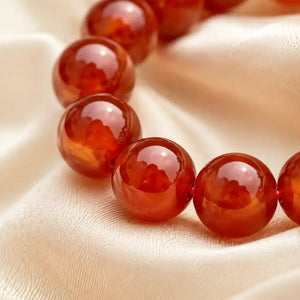 Natural Red Carnelian Stone Bracelet Gemstone Stretch Bead Bracelet for Women and Men