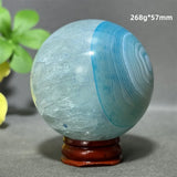 Natural Sapphire Blue Agate Mineral Quartz Crystal Ball Aura Meditation Energy Divination Altar Home Decoration+Base