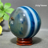 Natural Sapphire Blue Agate Mineral Quartz Crystal Ball Aura Meditation Energy Divination Altar Home Decoration+Base