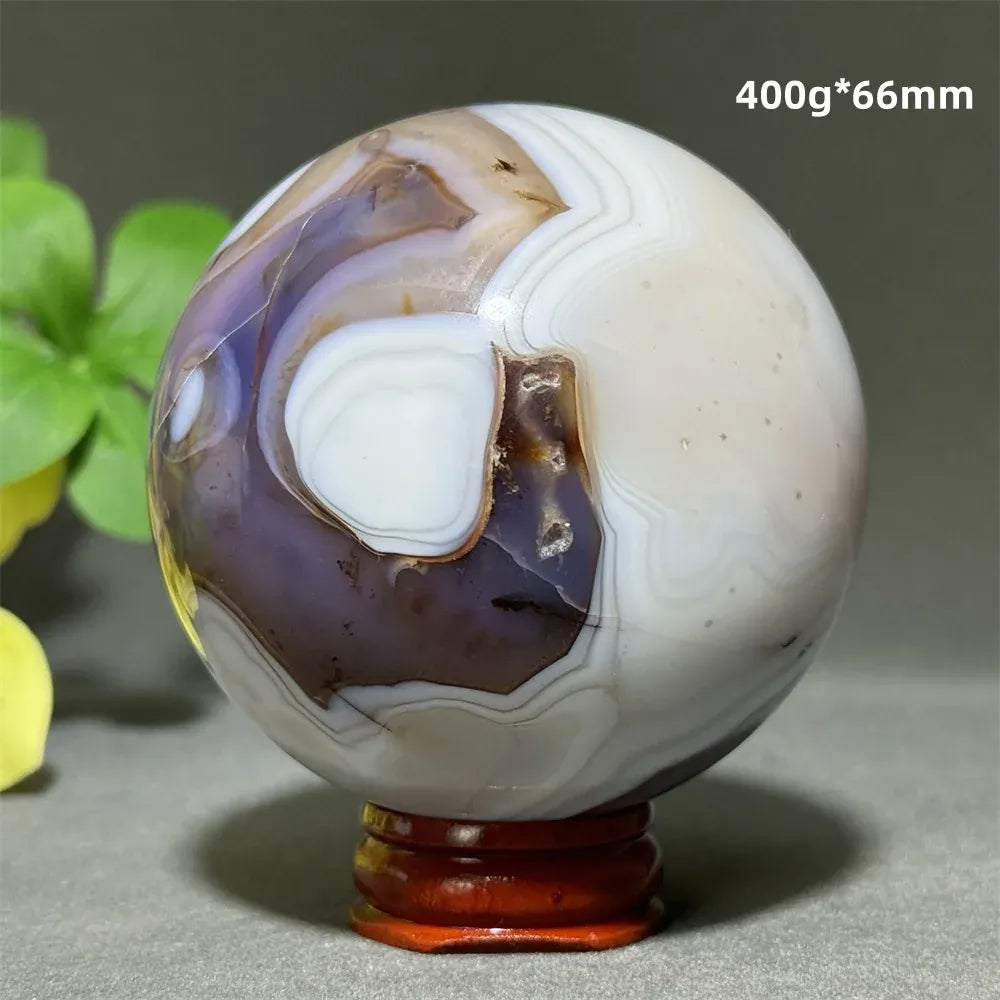Natural Sapphire Blue Agate Mineral Quartz Crystal Ball Aura Meditation Energy Divination Altar Home Decoration+Base