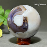 Natural Sapphire Blue Agate Mineral Quartz Crystal Ball Aura Meditation Energy Divination Altar Home Decoration+Base