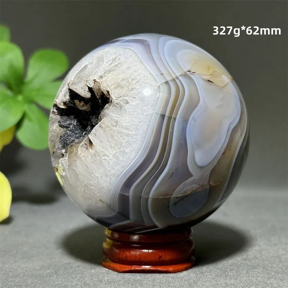 Natural Sapphire Blue Agate Mineral Quartz Crystal Ball Aura Meditation Energy Divination Altar Home Decoration+Base