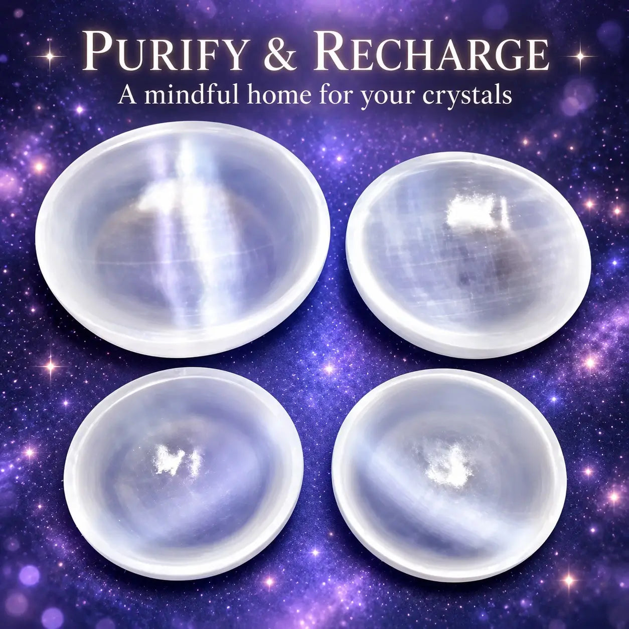 Natural Selenite Bowl for Crystal Purification & Recharging Station