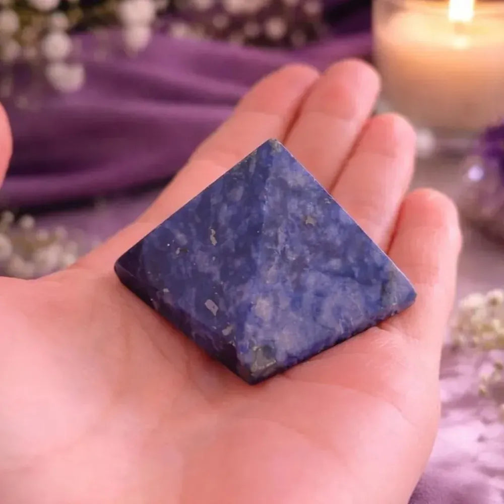 Natural Sodalite Crystal Pyramid, Deep Blue Crystal Stone, Elegant Home or Office Decoration, Perfect Gift for Holiday