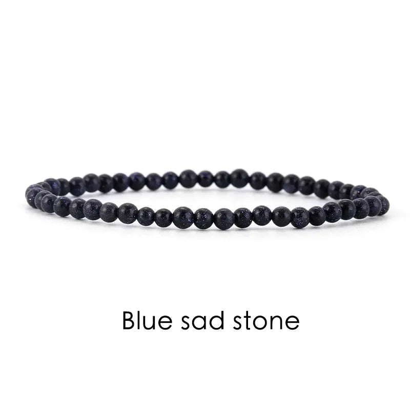 Natural Stone 4mm Beads Bracelet For Women Men Amethysts Crystal Quartzs  Jades Jewelry Agates Elastic Bangle Bracelets