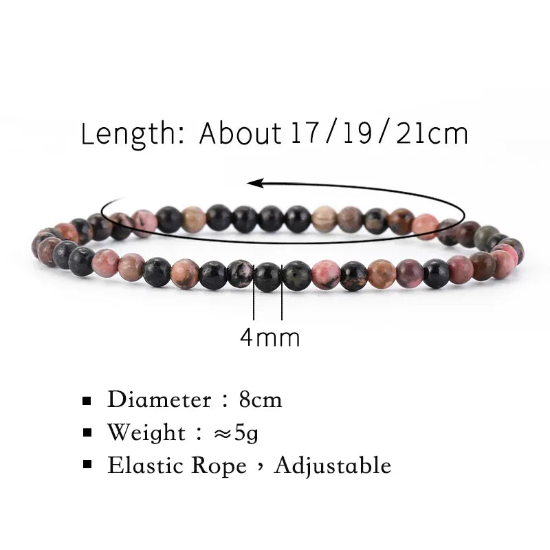 Natural Stone 4mm Beads Bracelet For Women Men Amethysts Crystal Quartzs  Jades Jewelry Agates Elastic Bangle Bracelets