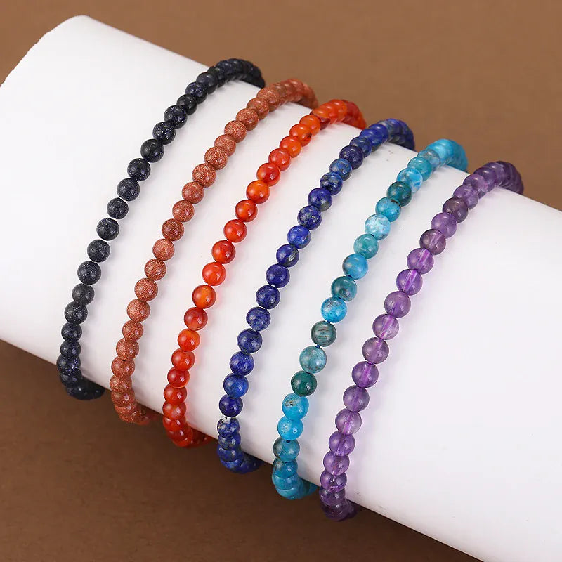 Natural Stone 4mm Beads Bracelet For Women Men Amethysts Crystal Quartzs  Jades Jewelry Agates Elastic Bangle Bracelets