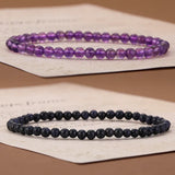 Natural Stone 4mm Beads Bracelet For Women Men Amethysts Crystal Quartzs  Jades Jewelry Agates Elastic Bangle Bracelets