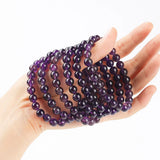 Natural Stone 7mm Amethyst Elastic Bead Bracelet Healing Crystal Jewelry for Women Yoga Gift Wisdom Serenity Spirituality