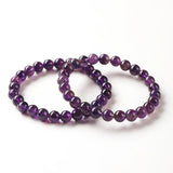 Natural Stone 7mm Amethyst Elastic Bead Bracelet Healing Crystal Jewelry for Women Yoga Gift Wisdom Serenity Spirituality