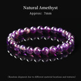 Natural Stone 7mm Amethyst Elastic Bead Bracelet Healing Crystal Jewelry for Women Yoga Gift Wisdom Serenity Spirituality