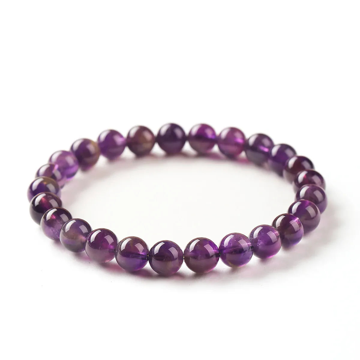 Natural Stone 7mm Amethyst Elastic Bead Bracelet Healing Crystal Jewelry for Women Yoga Gift Wisdom Serenity Spirituality