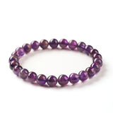 Natural Stone 7mm Amethyst Elastic Bead Bracelet Healing Crystal Jewelry for Women Yoga Gift Wisdom Serenity Spirituality