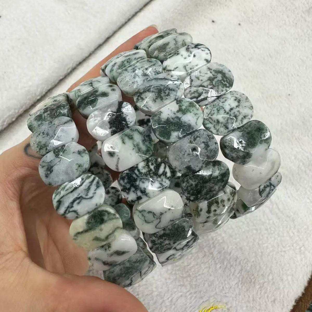 Natural Stone 8*14mm  Faceted Bracelets Lapis Labradorite Crystal  Red Jasper Agate Howlite Rhodonite Unakite For Wholesale