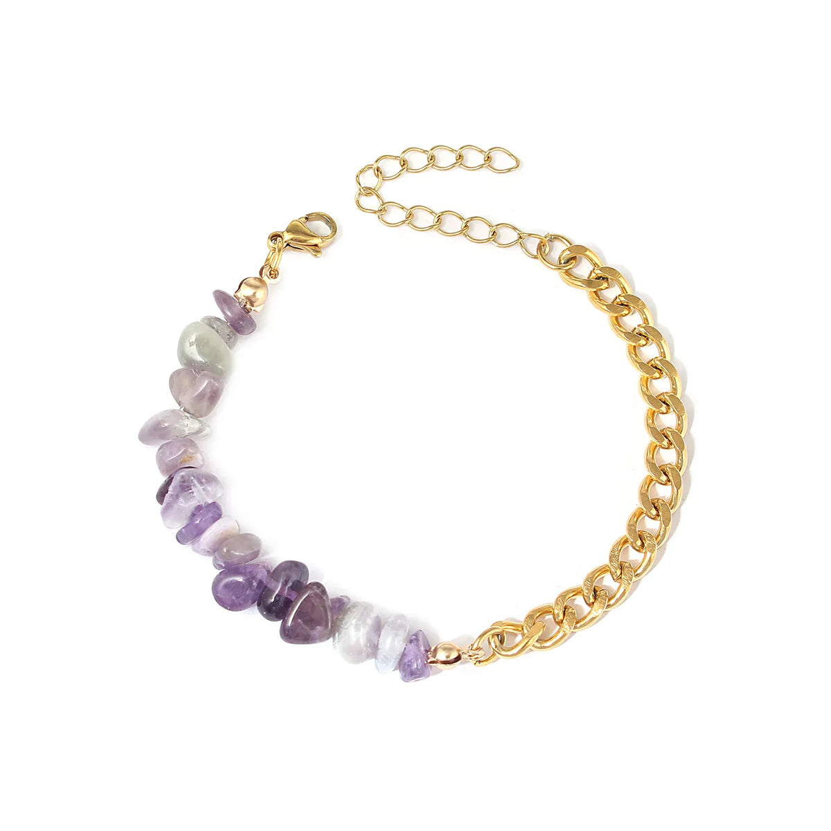 Natural stone and metal spliced AB chain bracelet Natural stone crystal stainless steel bracelet Beads Chain Bracelet jewelry