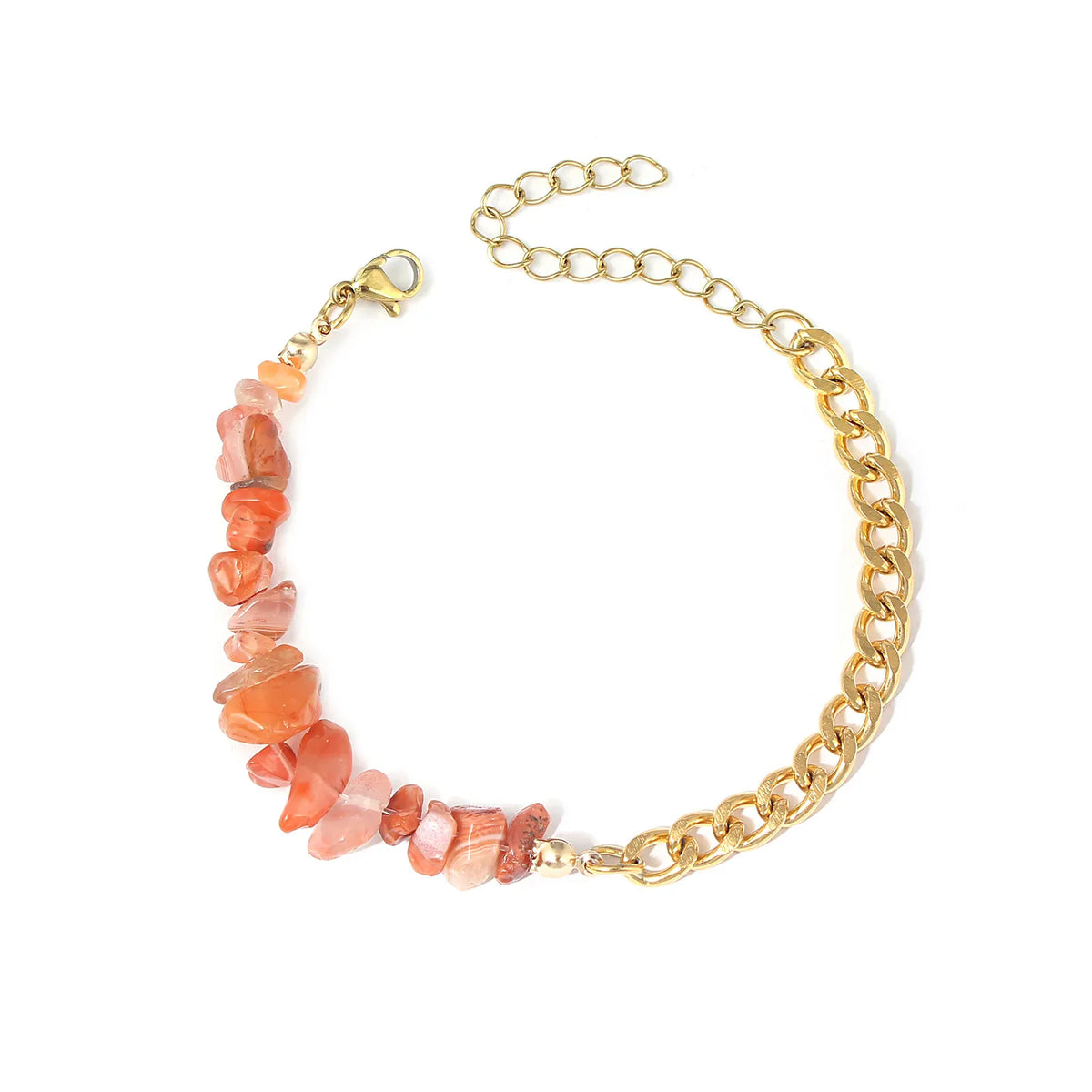 Natural stone and metal spliced AB chain bracelet Natural stone crystal stainless steel bracelet Beads Chain Bracelet jewelry