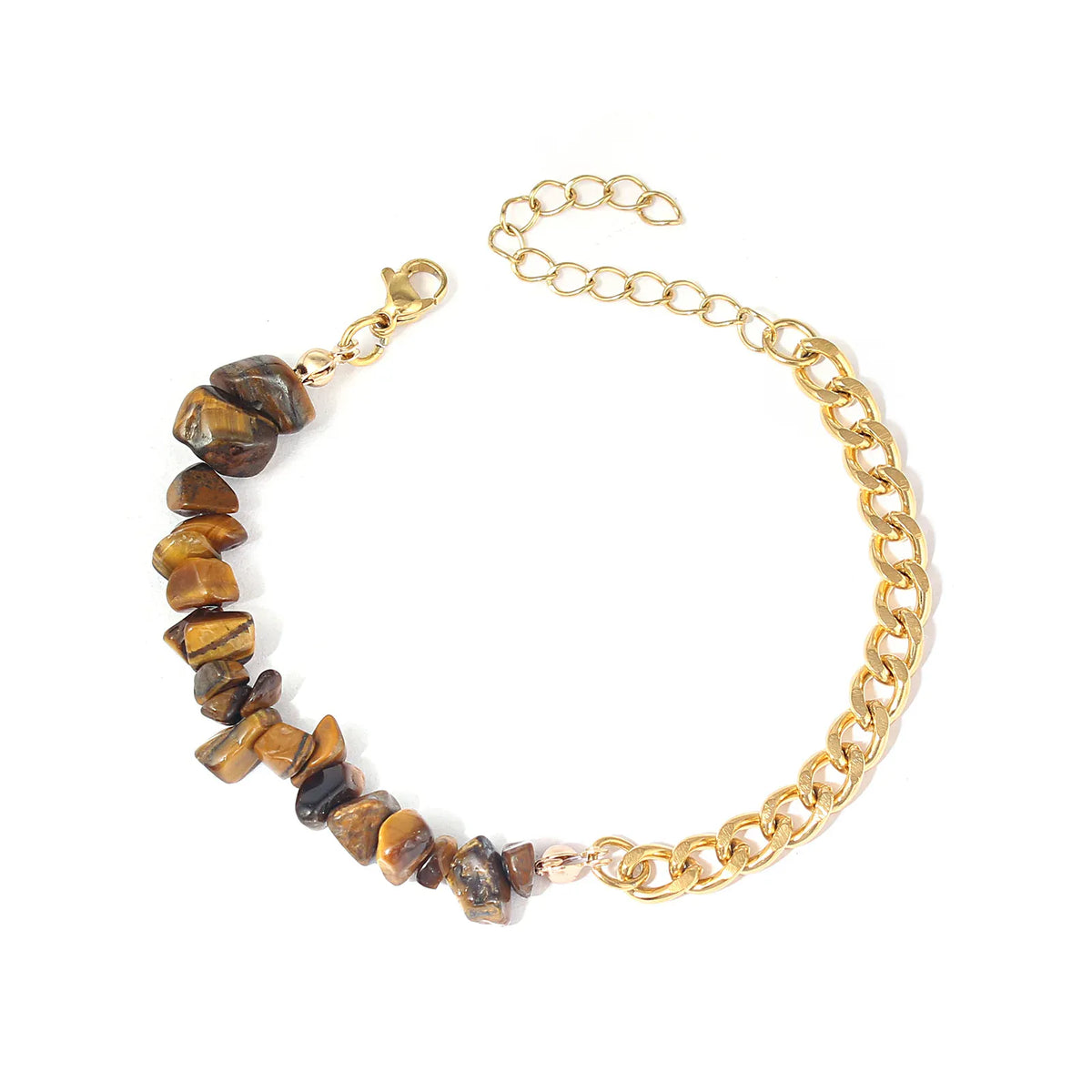 Natural stone and metal spliced AB chain bracelet Natural stone crystal stainless steel bracelet Beads Chain Bracelet jewelry