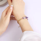 Natural stone and metal spliced AB chain bracelet Natural stone crystal stainless steel bracelet Beads Chain Bracelet jewelry