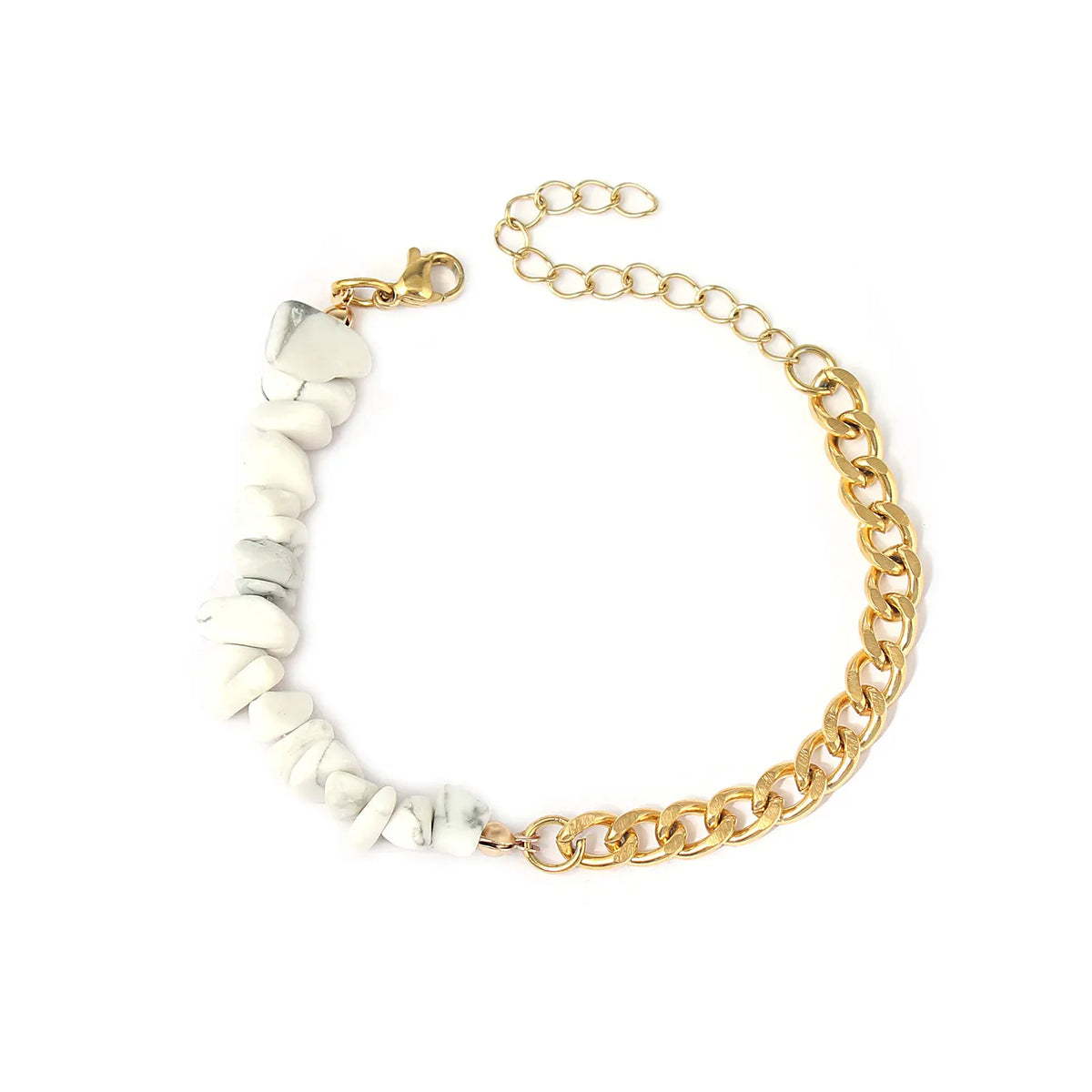 Natural stone and metal spliced AB chain bracelet Natural stone crystal stainless steel bracelet Beads Chain Bracelet jewelry