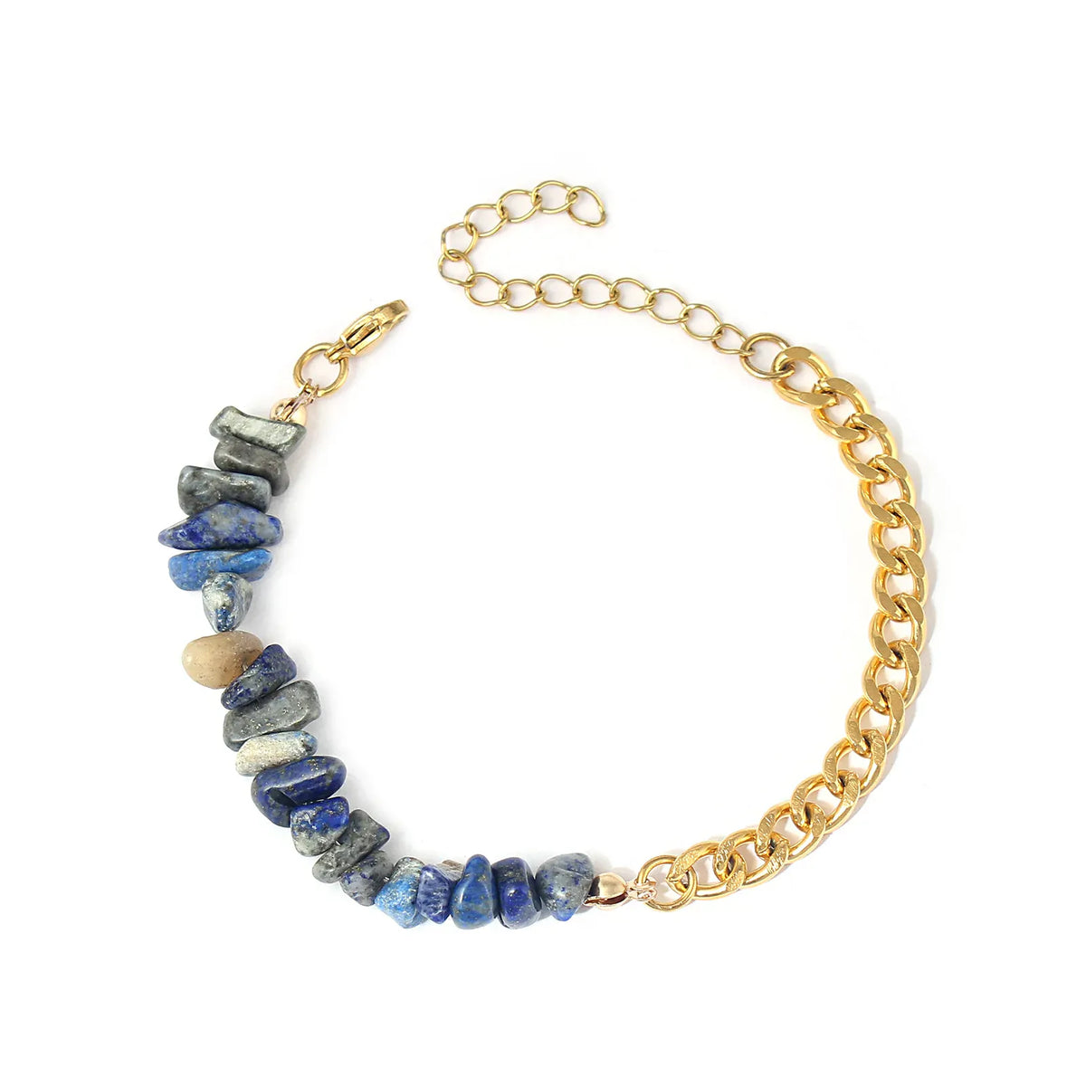 Natural stone and metal spliced AB chain bracelet Natural stone crystal stainless steel bracelet Beads Chain Bracelet jewelry