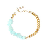Natural stone and metal spliced AB chain bracelet Natural stone crystal stainless steel bracelet Beads Chain Bracelet jewelry