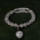 Natural Stone Crystal Bracelets Strand  Heart Italian Charm Beaded Matching Love Moonstone  Jade Summer For Women Jewelry Gift