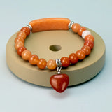 Natural Stone Crystal Bracelets Strand  Heart Italian Charm Beaded Matching Love Moonstone  Jade Summer For Women Jewelry Gift