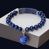 Natural Stone Crystal Bracelets Strand  Heart Italian Charm Beaded Matching Love Moonstone  Jade Summer For Women Jewelry Gift