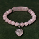 Natural Stone Crystal Bracelets Strand  Heart Italian Charm Beaded Matching Love Moonstone  Jade Summer For Women Jewelry Gift